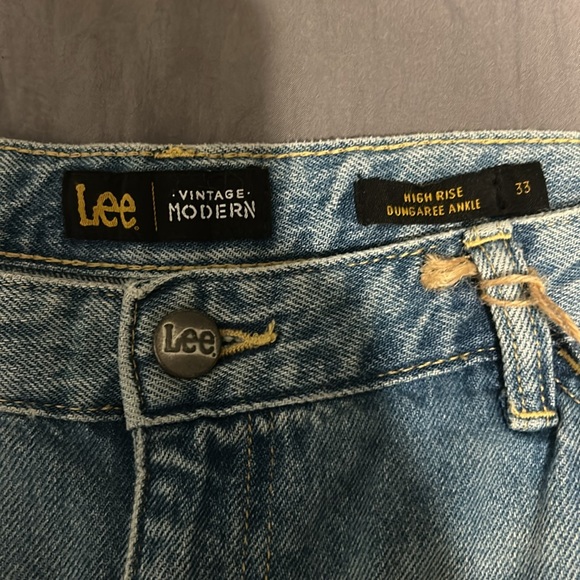 Lee Vintage Modern High Rise Dungaree Ankle Painters Jeans Carpenter - Picture 4 of 11